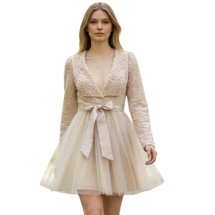 Anthropologie Ryu Fairy Womens Small Pearl Romantic Rosette Regency Jacket Dress
